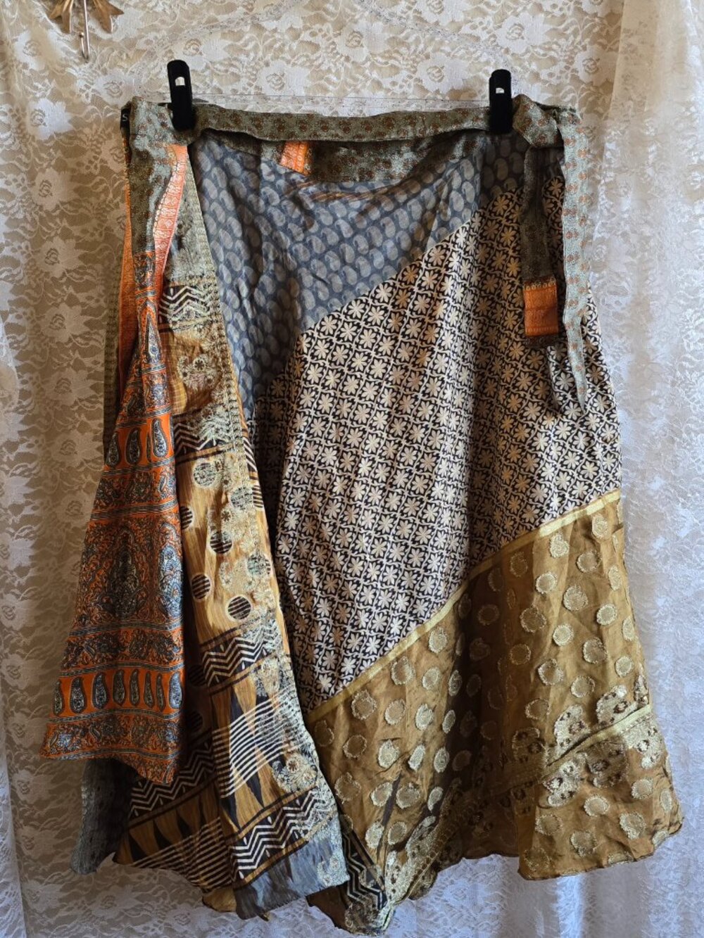 Upcycled Silk Sari Wrap Skirt/Dress - Reversible - Comvertable Dress - OOAK